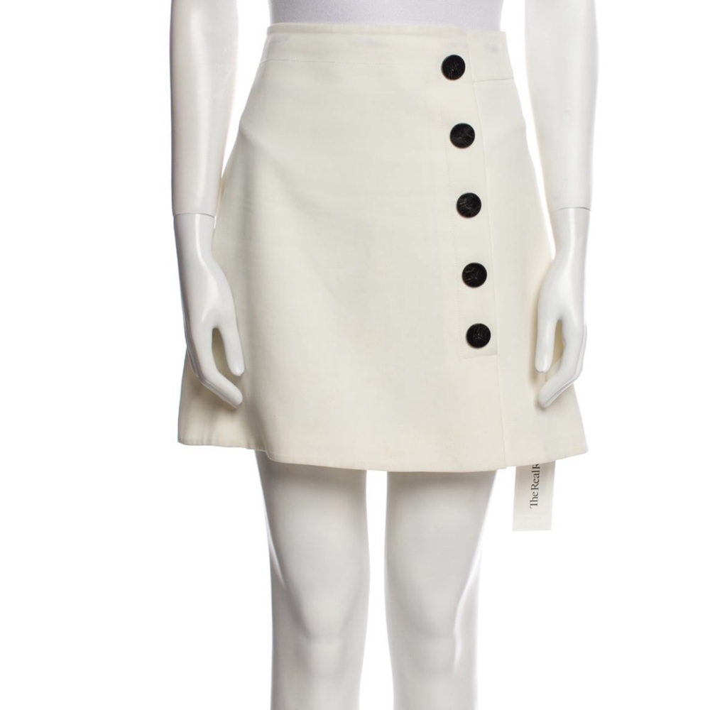 Misha Nonoo White A-Line Mini Skirt | XXS | Button Detail